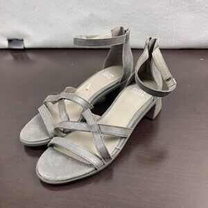 Eileen Fisher Grey Silver Strappy Sandel heel Women's Size 5.5